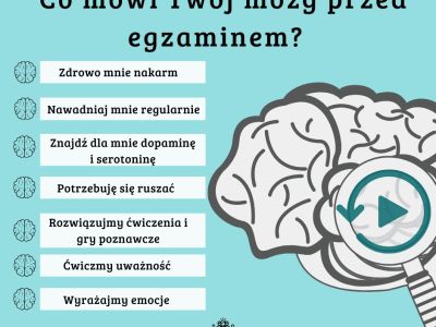 Plakat co mówi twój mózg przed egzaminem